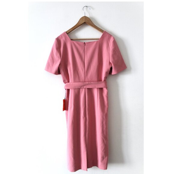 LK BENNETT Leonora Pink Shift Dress / Size 12 / Pink Crepe Belted Work - Picture 6 of 8